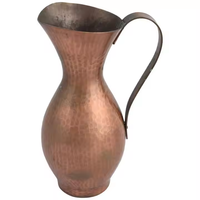 Carafe en cuivre artisanale, surface polie, design classique, couvercle inclus, haute qualité, écologique, personnalisable