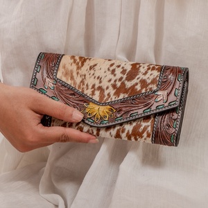 กระเป๋าสตางค์หนังแท้สำหรับผู้หญิงแบบวินเทจหรูหรามีซิปรูดสำหรับใส่หนังสือเดินทางแบบสั้นกันน้ำได้ - Product Image 3