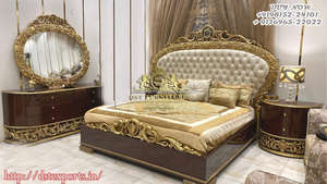 Ensemble de meubles de chambre à coucher luxueux American King Size Ensemble de meubles de chambre à coucher sculptés en profondeur Ensemble de chambre à coucher sculptés à la main de style victorien - Product Image 3