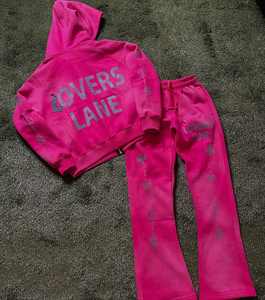 Ensemble vintage pour hommes Sweat-shirt à capuche et pantalon de survêtement empilable avec lavage à l'acide - Product Image 3