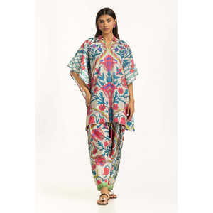 ชุดเซ็ตผ้าชีฟองหรูหราสไตล์โบฮีเมียนสำหรับผู้หญิง รุ่น IPST-55003 ลายดอกไม้ ชุด 2 ชิ้น คอเหลี่ยม ไซส์ XS สำหรับฤดูใบไม้ผลิ/ฤดูร้อน - Product Image 4