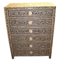 Commode à incrustation d'os, motif Floral brun, commode de 6 tiroirs au prix Direct d'usine