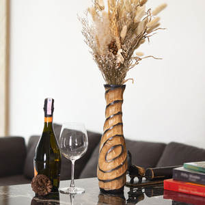 Jarrón de mesa de madera rústico hecho a mano para decoración del hogar, centro de mesa para sala de estar o regalo de inauguración de la casa - Product Image 4