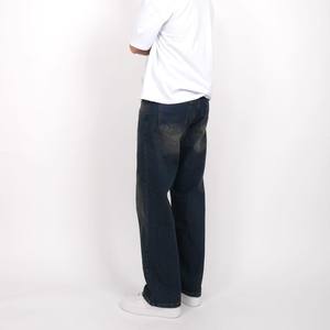 Élégant coupe ample 100% coton Denim Jeans unisexe doux tissu extensible bouton Fly classique High Street Design usage quotidien - Product Image 5