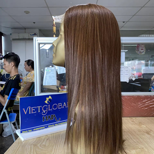 Vietnam venta al por mayor doble dibujado pelo humano crudo encaje peluca color marrón - Product Image 1