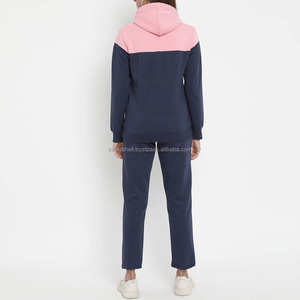 Survêtements pour femmes avec logo brodé personnalisé, avec fermeture à glissière, service OEM confortable, 100% coton - Product Image 3