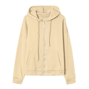Sweat à capuche long zippé pour femme, coupe personnalisée OEM, avec badge et logo frontal, en tissu polaire, style streetwear - Product Image 2