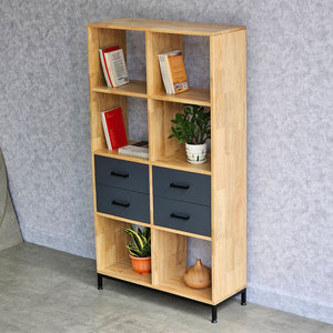 Librero de Madera de Caucho de 80x30x150cm con Cajones, Diseño Minimalista, Plegable, para Hogar, Oficina, Taller, Sala de Estar, Hotel - KS68160 - Product Image 3