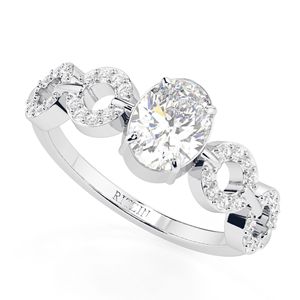 แหวนหมั้นเพชร1.00CT รูปไข่สำหรับผู้หญิงแหวนหมั้นสไตล์ที่เป็นเอกลักษณ์ - Product Image 1