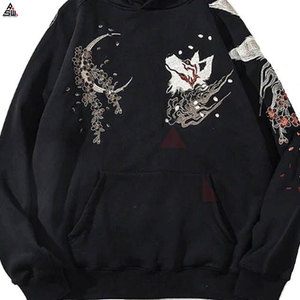 Usine personnalisée broderie Patch impression strass acide lavage pull à capuche hommes poids lourd français hiver 100% coton polaire - Product Image 4