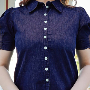 Top de moda para mujer, camisas vaqueras de manga abullonada de verano a la moda, blusas informales de negocios, blusas largas, camisas vaqueras para mujer - Product Image 2