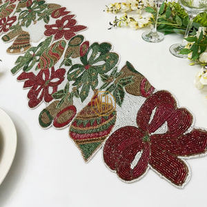 Handmade Modern Style Table Runner and <b>Placemat</b> Embroidered Floral Glass Beads OEM ODM <b>Beaded</b> Accessories - Product Image 3