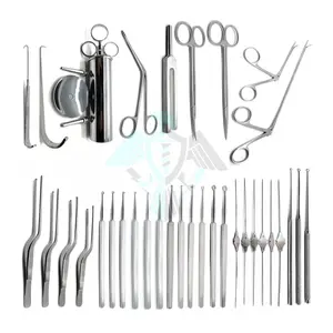 Meilleur fabricant Pissco pour ORL Curette à cire d'oreille Lot de 35 pinces à épiler Ciseaux rétracteurs Sondes Ciseaux Instruments Allemand - Product Image 1