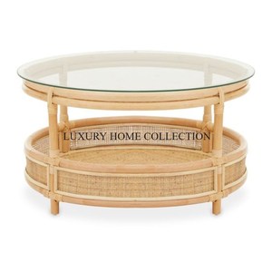 Table de centre de luxe en verre et rotin Table de console de maison de la plus grande qualité Attractive New Arrival Top Sale Furniture Center Table - Product Image 1