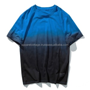 Camiseta de dos tonos con tinte de corbata de talla grande de alta calidad, logotipo personalizado bordado, 100% algodón, informal, Hip Hop, camiseta Unisex para hombre, camisetas sólidas - Product Image 5