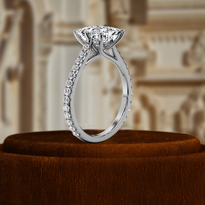 Anillo de Diamante Cultivado en Laboratorio con Corte Princesa de 1 Quilate, 6 Puntas con Media Pavimentación de Diamantes, Anillo de Compromiso de Oro de 14k, Anillo de Propuesta, Certificado IGI - Product Image 4