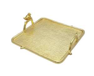 Plateau de service plaqué or avec poignée latérale Accessoires de cuisine Vaisselle Plateau de service en aluminium pour la maison Table à manger - Product Image 1