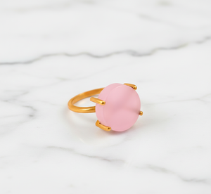 925 Sterling Silver Classic <b>Rose</b> <b>Quartz</b> Hydro Color Stone Gold Plated Women's Handmade Wedding Engagement Ring Nickel-Free - Product Image 5