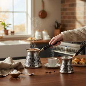 Ensemble de cafetières turques classiques en cuivre triple couche sablé, pour le thé et les boissons, pour une utilisation en cuisine - Product Image 4
