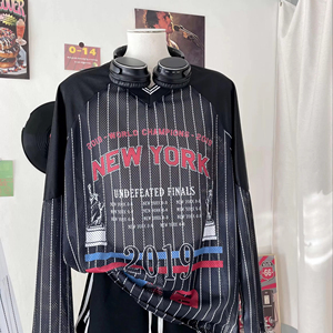 Camisa de moda para mujer, camisas de retazos de malla holgadas con estampado de manga larga, ropa de calle informal, Jersey, Tops, camisa de mujer, Tops de moda - Product Image 1