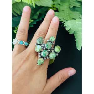 Lorenzo Juan Sonoran Gold Turquoise <b>Sterling</b> <b>Silver</b> <b>Adjustable</b> Boho <b>Ring</b> - Product Image 2