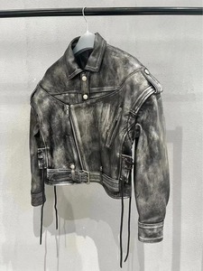 Hombros desmontables mangas desmontables Vintage Moto Biker chaqueta de cuero mujer otoño genuino recortado elegante chaqueta - Product Image 6