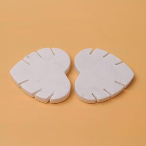 White Marble Inlay <b>Coaster</b> <b>Set</b> <b>with</b> Floral Design Artistic Round <b>Coasters</b> <b>with</b> <b>Holder</b> Elegant Drinkware for Home Decor - Product Image 6