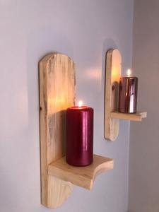 Wooden Candle <b>Sconces</b> Rustic Handmade Wall Mounted Decorative Stylish Elegant Home Ambient <b>Lighting</b> Decoration Idea - Product Image 4