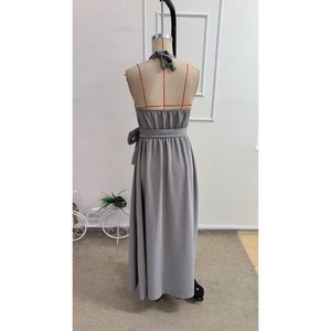 Vestido Largo Maxi de Crepé con Hombros Descubiertos, Cuello Halter, Espalda con Cordones y Detalle de Abertura Lateral para Mujer, de Jane's, para Vestir de Noche con Elegancia - Product Image 6
