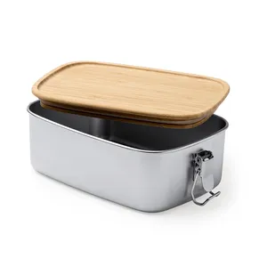 Contenitore per Pranzo Personalizzato in Acciaio Inox e Bambù, Accessori per Catering Personalizzabili - Product Image 2