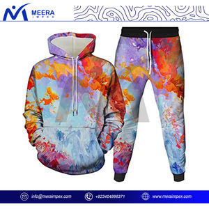 Conjunto de ropa deportiva de sublimación personalizada con estilo para hombre, Sudadera con capucha y cremallera completa atlética transpirable y pantalones para correr, técnicas de estampado de verano - Product Image 2