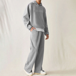 Survêtements d'hiver pour hommes de haute qualité OEM, logo personnalisé imprimé, 100% coton, couleur unie, streetwear, pull régulier, 2 pièces - Product Image 2