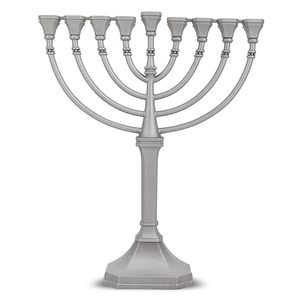 Tradicional plata satinada sin deslustre Die-Cast Menorah tamaño completo estilo clásico elegante para la decoración de Navidad del hogar - Product Image 1