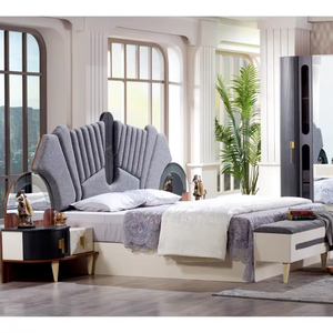 Imperator recién llegado pareja dormitorio modelo pintura MDF madera gran oferta cabecero iluminado de alta calidad cama king queen - Product Image 1