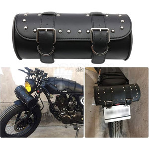 Bolsa de herramientas de motocicleta personalizada, de cuero negro alforja, rollo de almacenamiento de barril, bolsas de motorista de cuero PU - Product Image 2