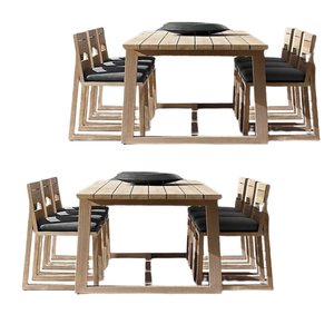 Ensemble de table à manger de restaurant en teck massif moderne et élégant, chaises avec coussins en tissu de haute qualité, couleur personnalisée, origine Foshan - Product Image 1