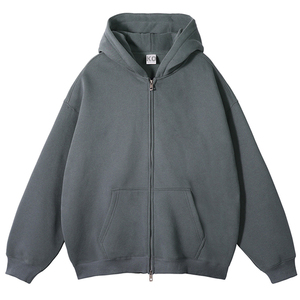 Venta al por mayor Unisex Fleece Zip-Up Hoodie 250 Gsm Solid Zipper Regular Oversized Clothing Print French Terry Crop Essentials - Product Image 4
