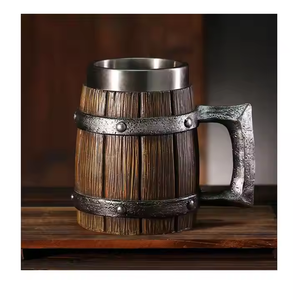 แก้วไม้ตกแต่งพร้อมถ้วยสแตนเลสทำด้วยมือแก้วเบียร์แบบมีความต้องการสูงที่นี่ - Product Image 1