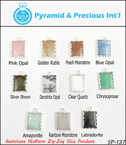 Quartz clair tranche lisse pendentif en pierres précieuses Zig Zag bords 925 argent galvanisé pierre de naissance naturelle 16x12mm troisième pendentif à breloque - Product Image 3