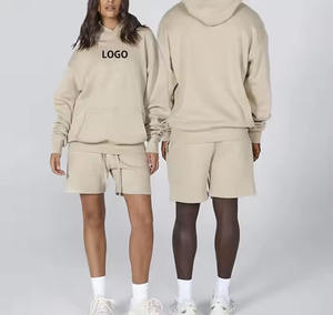 Streetwear d'été personnalisé Sweat-shirt décontracté Short pour femme Ensemble deux pièces Sweat à capuche unisexe 100% coton de haute qualité - Product Image 1