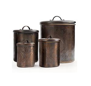 Antique Handmade Premium Copper <b>Canister</b> <b>Set</b> <b>of</b> 3 Unique Design with Custom Shape Size and Food Safe Lid Excellent Value! - Product Image 5