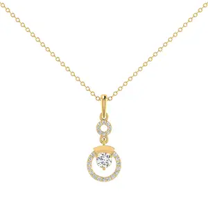 Ciondoli dal Design personalizzato-Charm SI- H/I diamante naturale 14K oro giallo alone rotondo intorno al fascino di diamante taglio rotondo per gioielli da donna