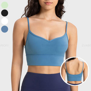Sujetador deportivo de gimnasio al por mayor para mujer, tipo bustier acanalado, atlético, para correr, sexy, sin espalda, agradable para la piel, para yoga - Product Image 6