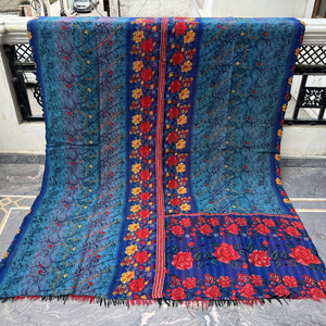 Chăn Kantha Cổ Điển Tái Chế Dân Tộc Thường Xanh Thoải Mái Thiết Kế Hình Khối Tay Ấn Độ - Product Image 6