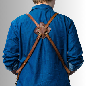 Tablier vintage en cuir véritable marron avec logo personnalisé, qualité supérieure, unisexe, professionnel, pour barbecue, atelier, usage vinier - Product Image 2