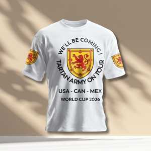 Maglietta Promozionale per Tifosi della Scozia per la Coppa del Mondo 2026, Stile Stemma Leone, per Viaggi in USA, Canada, Messico - Product Image 1