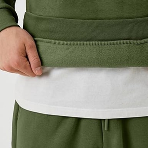 ชุดเสื้อนอกสวมหัวขนแกะระบายอากาศได้ดี2ชิ้นสำหรับผู้ชายเสื้อกันหนาวแบบสวมหัวมีฮู้ดผ้าทอเครื่องแต่งกายจ๊อกกิ้ง - Product Image 6