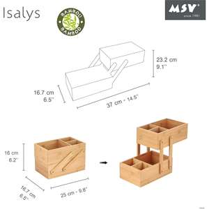 MSV - 2-Tier Makeup Organizer - ISALYS Range - Eco-Friendly Bamboo - <b>Storage</b> Box for <b>Cosmetics</b>, Accessories, and Hygiene - Product Image 6