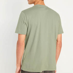 T-shirt en coton 100% uni décontracté en gros, col en V, poids lourd, impression personnalisée de logo, t-shirt pour hommes - Product Image 2