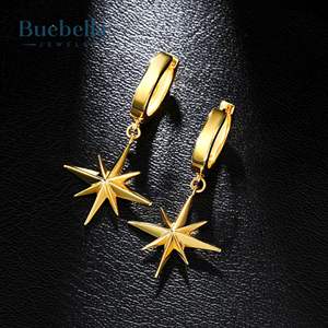 Pendientes de aro de Estrella del Norte chapados en oro de 18 quilates de Plata de Ley 925 hechos a mano para hombres joyería de hip hop - Product Image 2